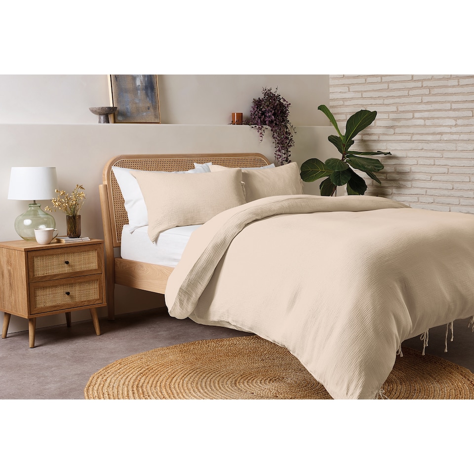 F&F Home Natural Muslin Duvet Set Double