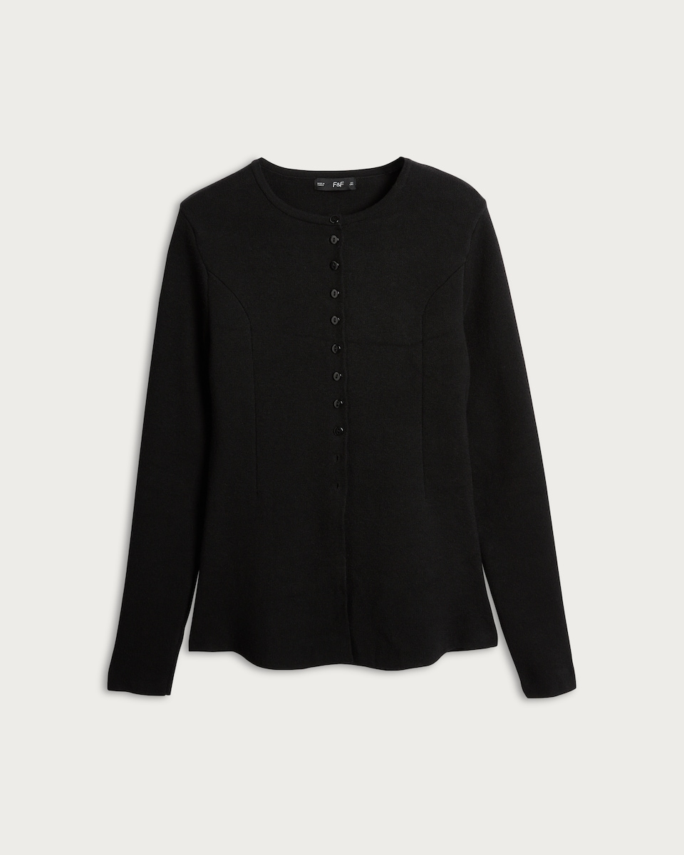 image 1 of F&F Knitted Button Front Cardigan in Black