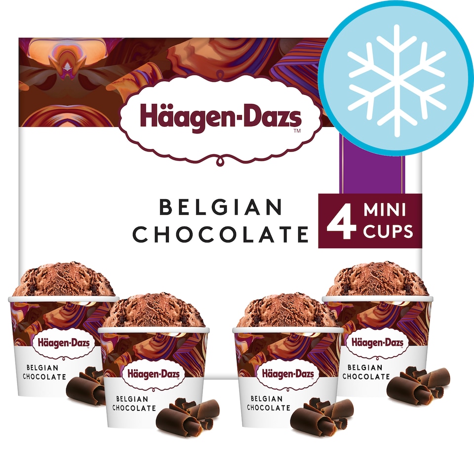 Haagen-Dazs Belgian Chocolate Mini Cups Ice Cream 4x95ml