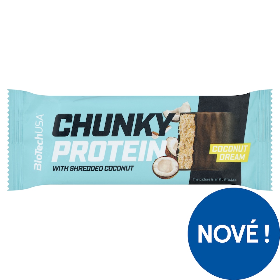 Obrázek 1 pro produkt BioTechUSA Chunky Protein kokosová proteinová tyčinka s polevou s kokosovými hoblinami 50g