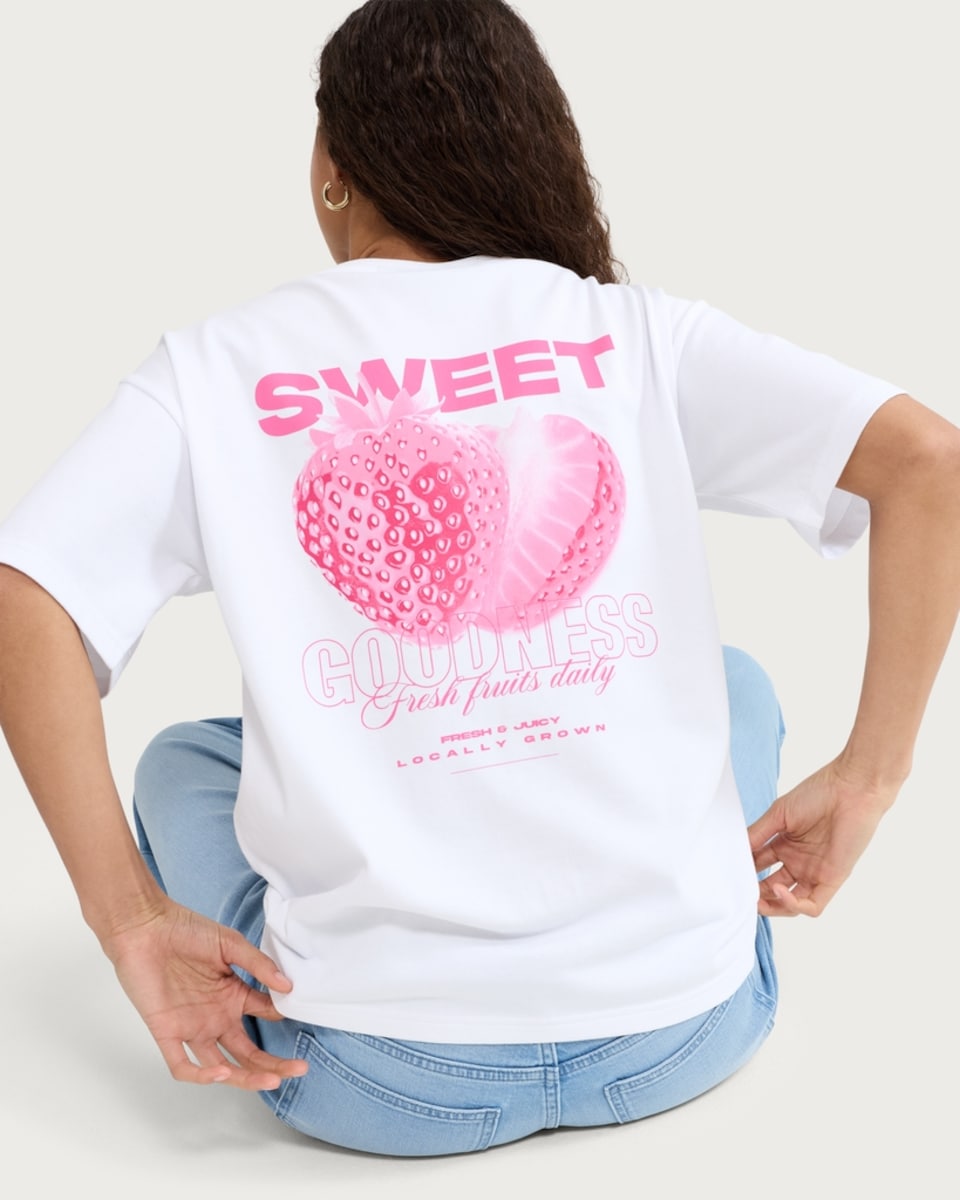 image 1 of OH ME OH MY Pure Cotton Heart Embroidered T-Shirt in White