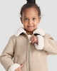 image 2 of F&F Girls Faux Shearling Collar Jacket in Light Nude