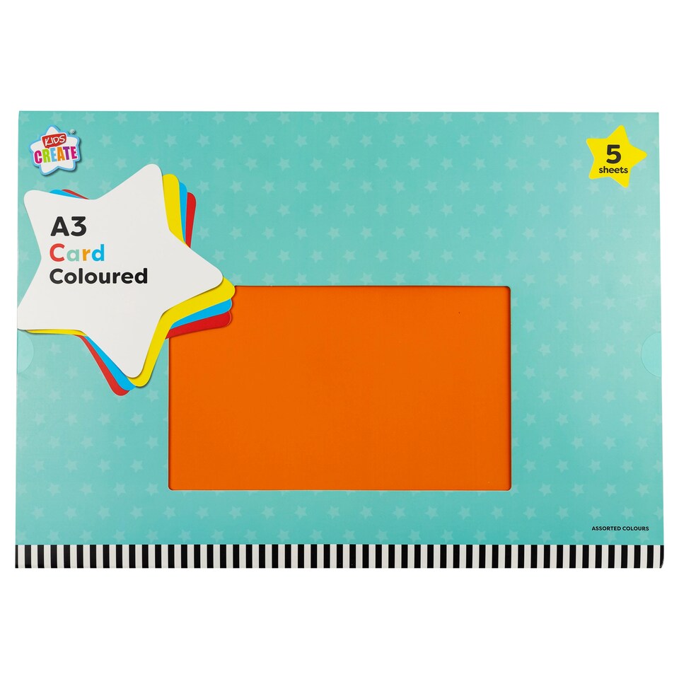 KIDS CREATE COLOURED CARD A3 (5 pack)