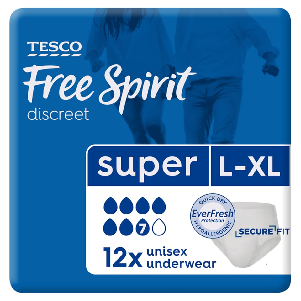image 1 of Tesco Free Spirit Super Underwear Large - Xl 12 Pack