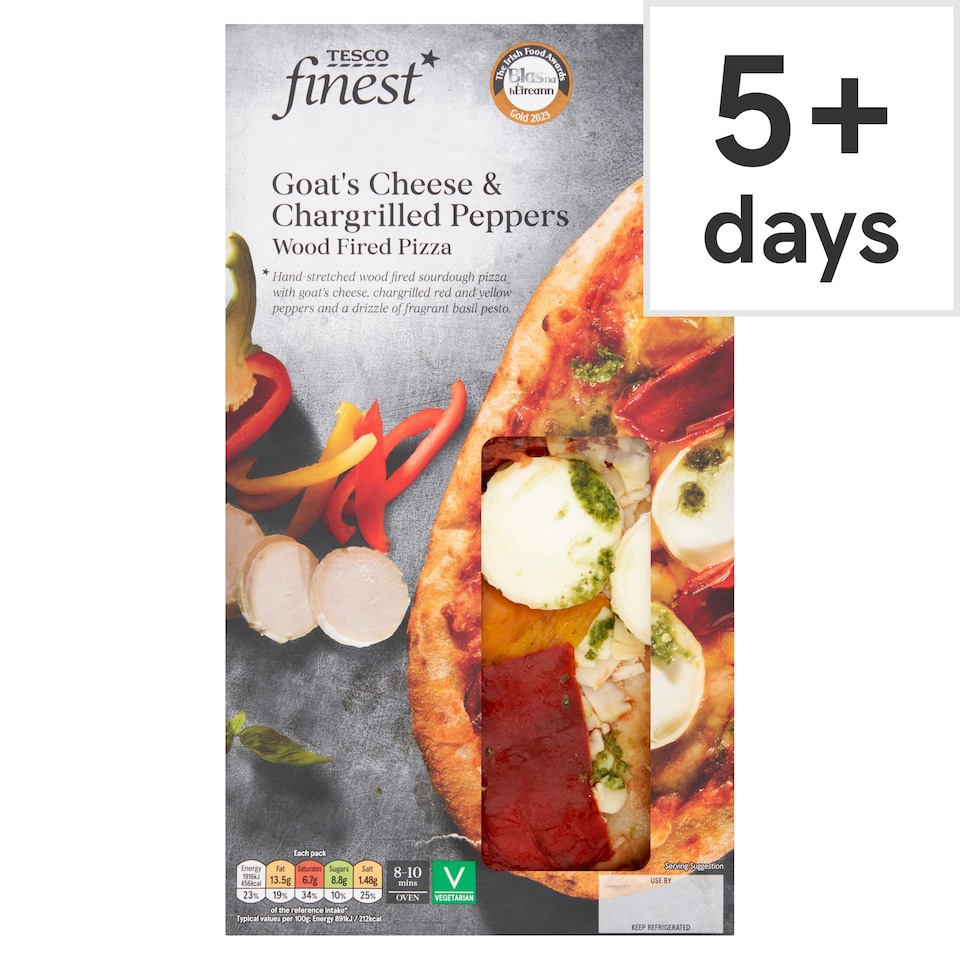 Tesco Finest Goats Cheese And Chargrilled Pepper Pizza 240G