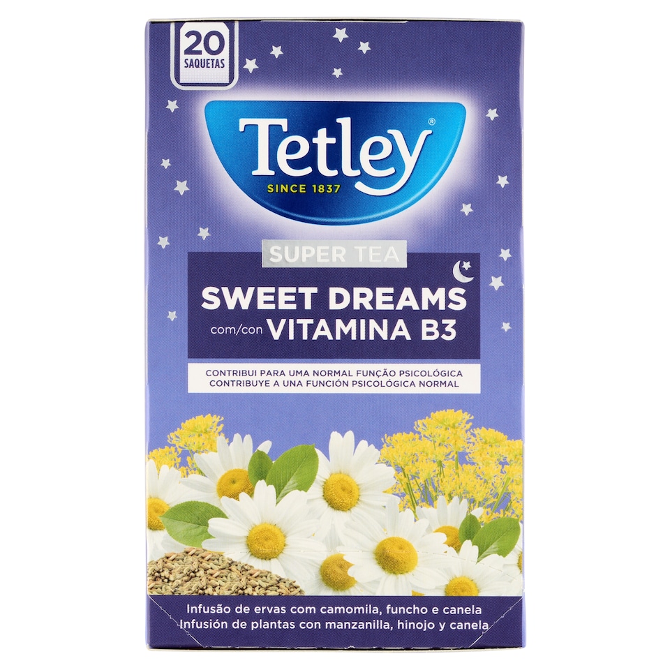 Tetley Sweet Dreams Super Tea B3 vitaminnal, ízesített gyógynövénytea 20 filter 40 g