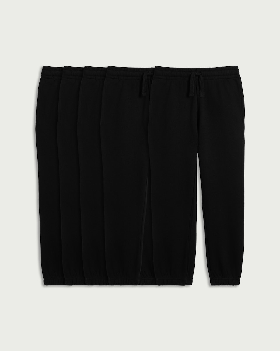 image 1 of F&F School Unisex 5-Pack Cotton Rich Regular Fit Joggers in Black