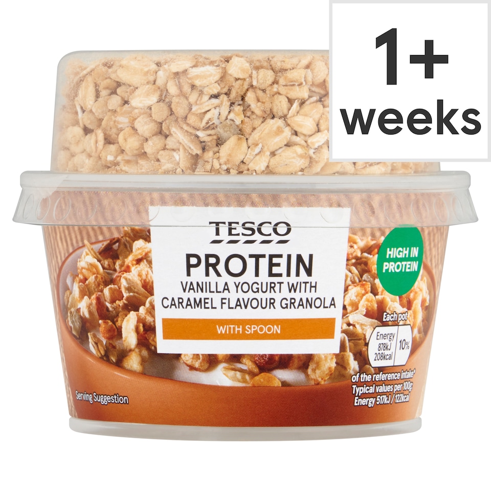 Tesco Protein Vanilla Yogurt With Caramel Flavour Granola 170g