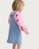 image 3 of F&F Girls 2-Piece Cotton Rich Heart Print Sweatshirt and Denim Pinafore Dress Set in Blue