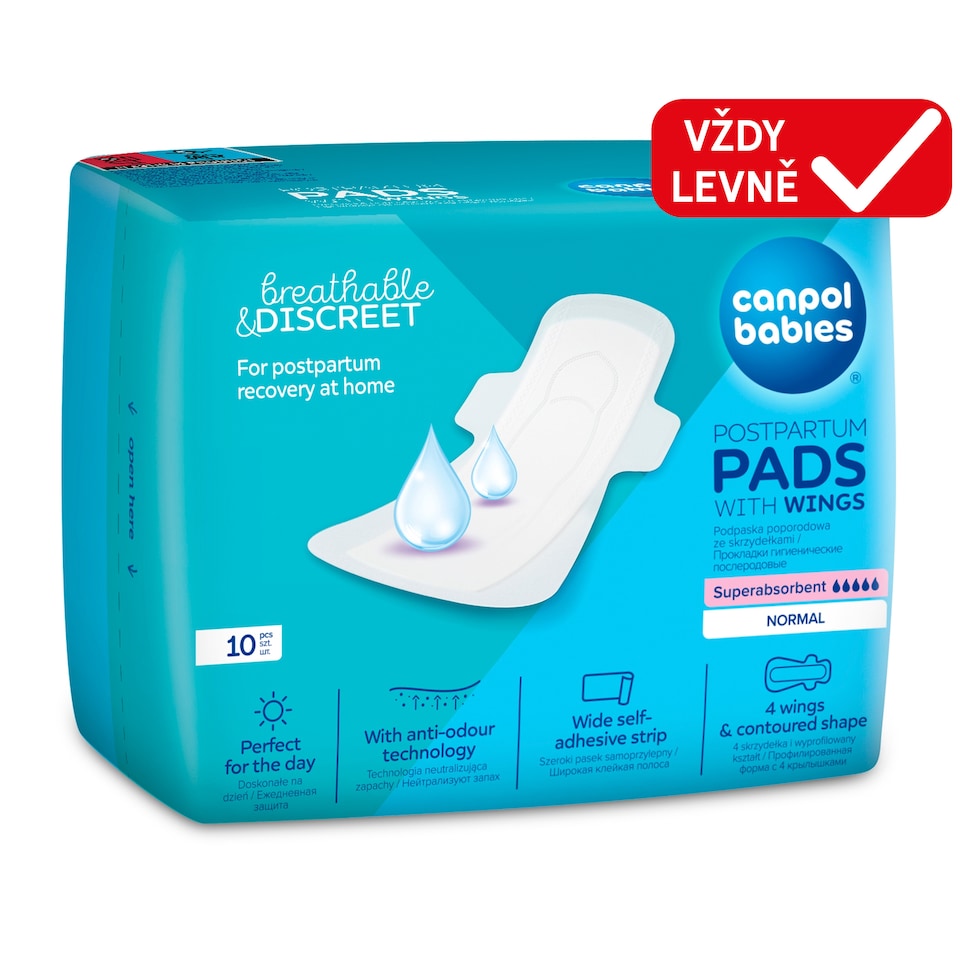 Canpol babies Postpartum pads with wings, for day, 10 pcs
