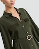 image 1 of F&F Belted Midi Shirt Dress in Khaki