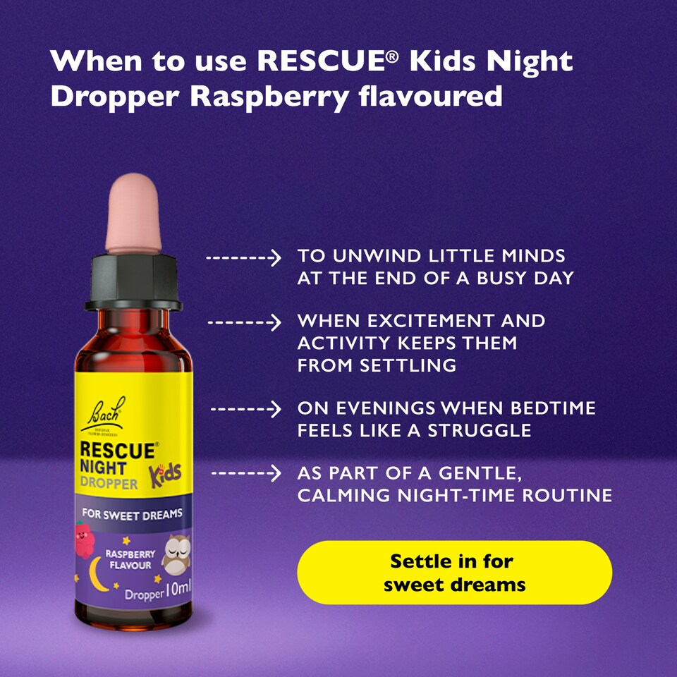 image 1 of Bach Rescue Kids Night Dropper Raspberry Flavour 10ml
