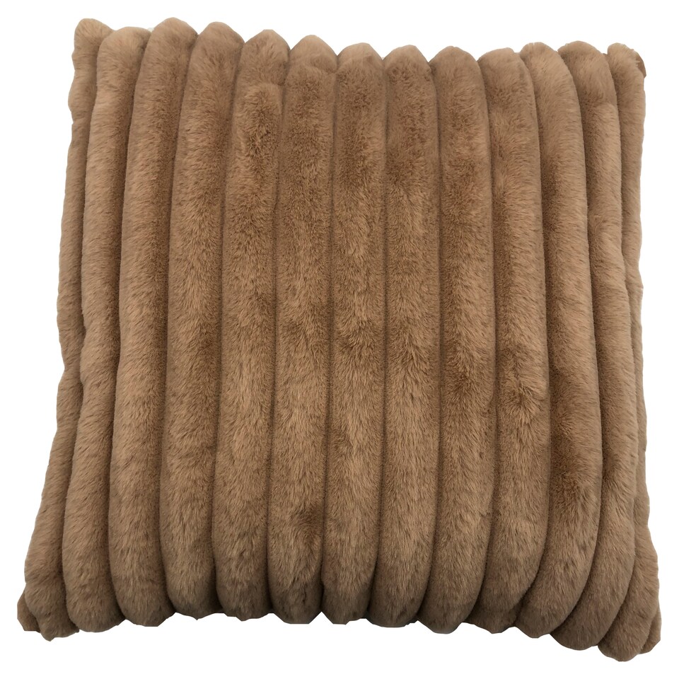 F&F Home Toffee Ribbed Faux Fur Cushion
