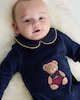 image 2 of F&F Baby Cotton Rich Velour Teddy Bear Sleepsuit in Navy