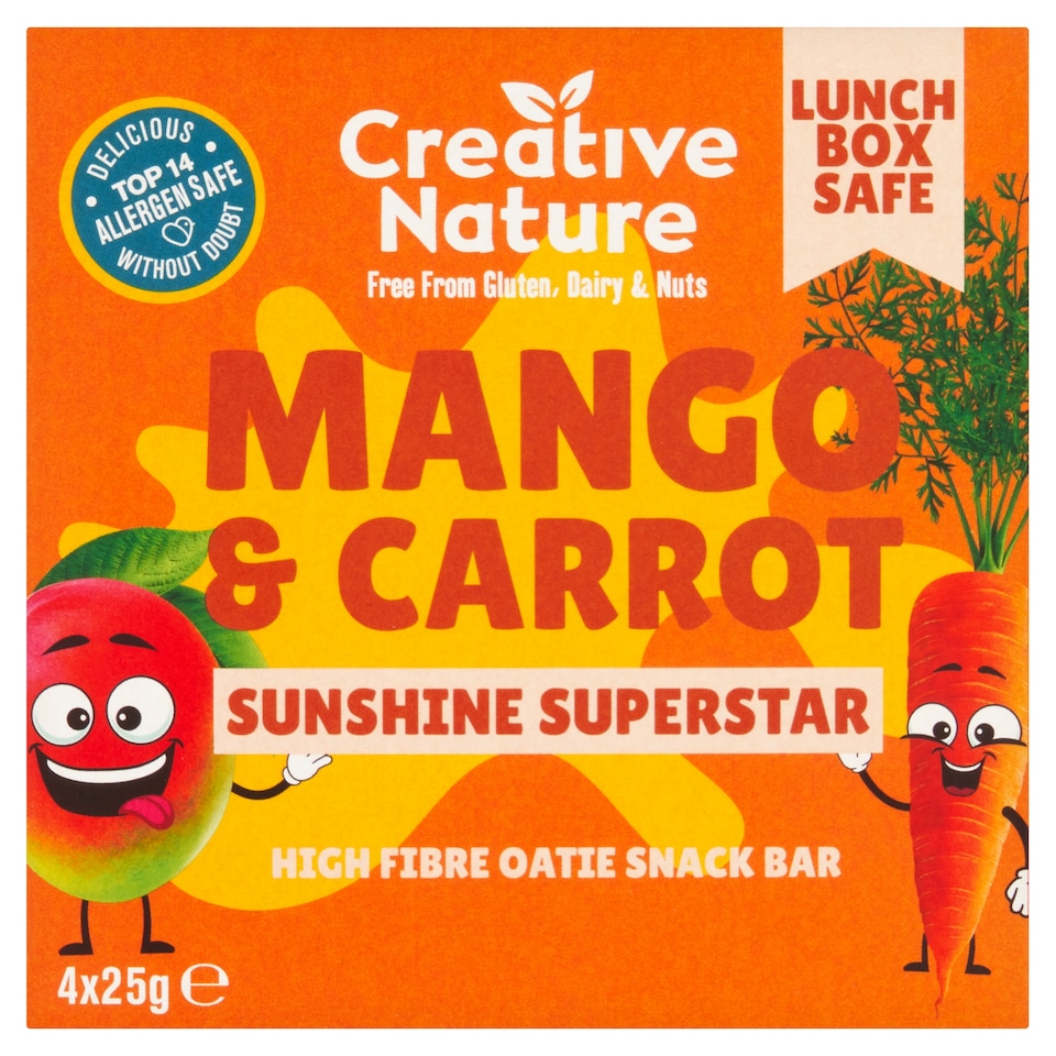Creative Nature Mango and Carrot snack bar multipack 4 x 25g