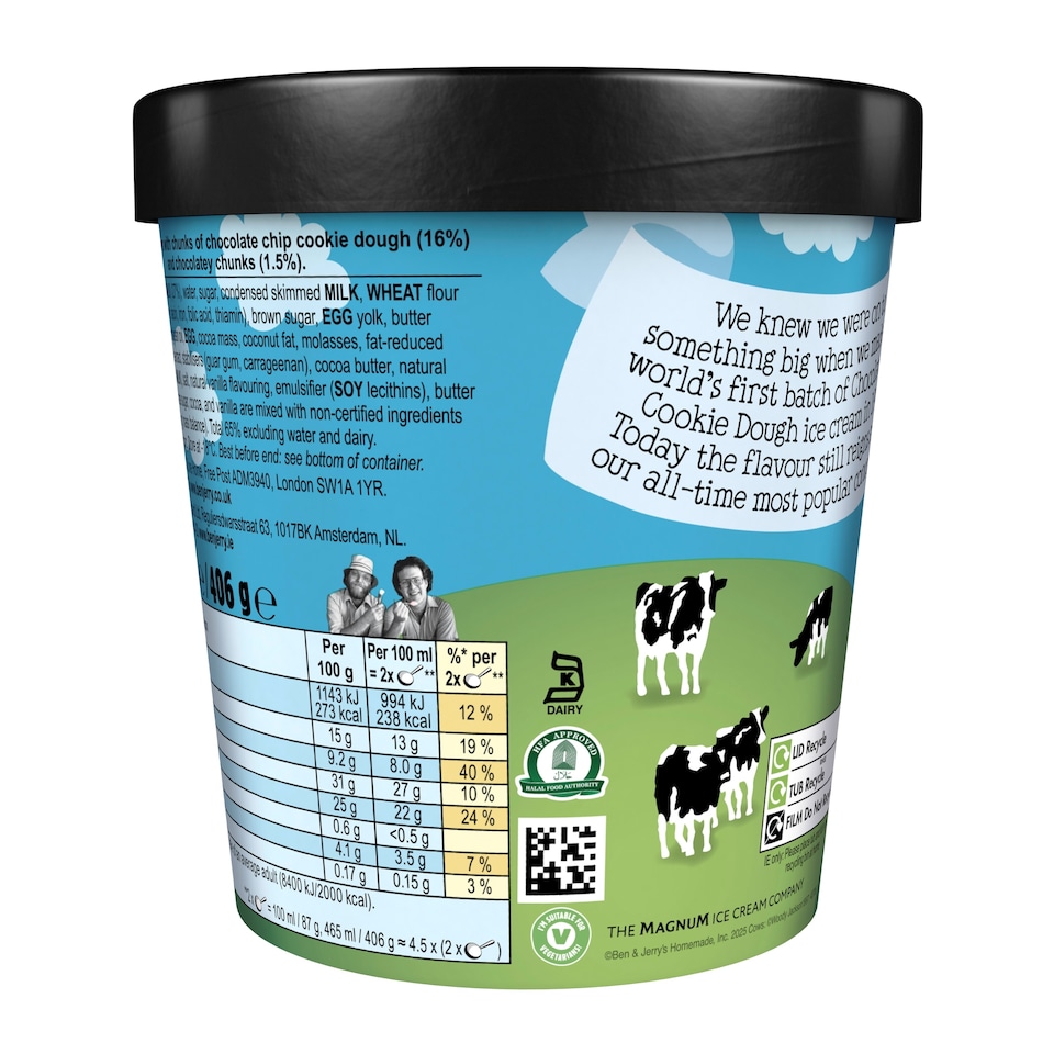 image 1 of Ben & Jerry's Cookie Dough Vanilla Ice Cream Tub 465ml