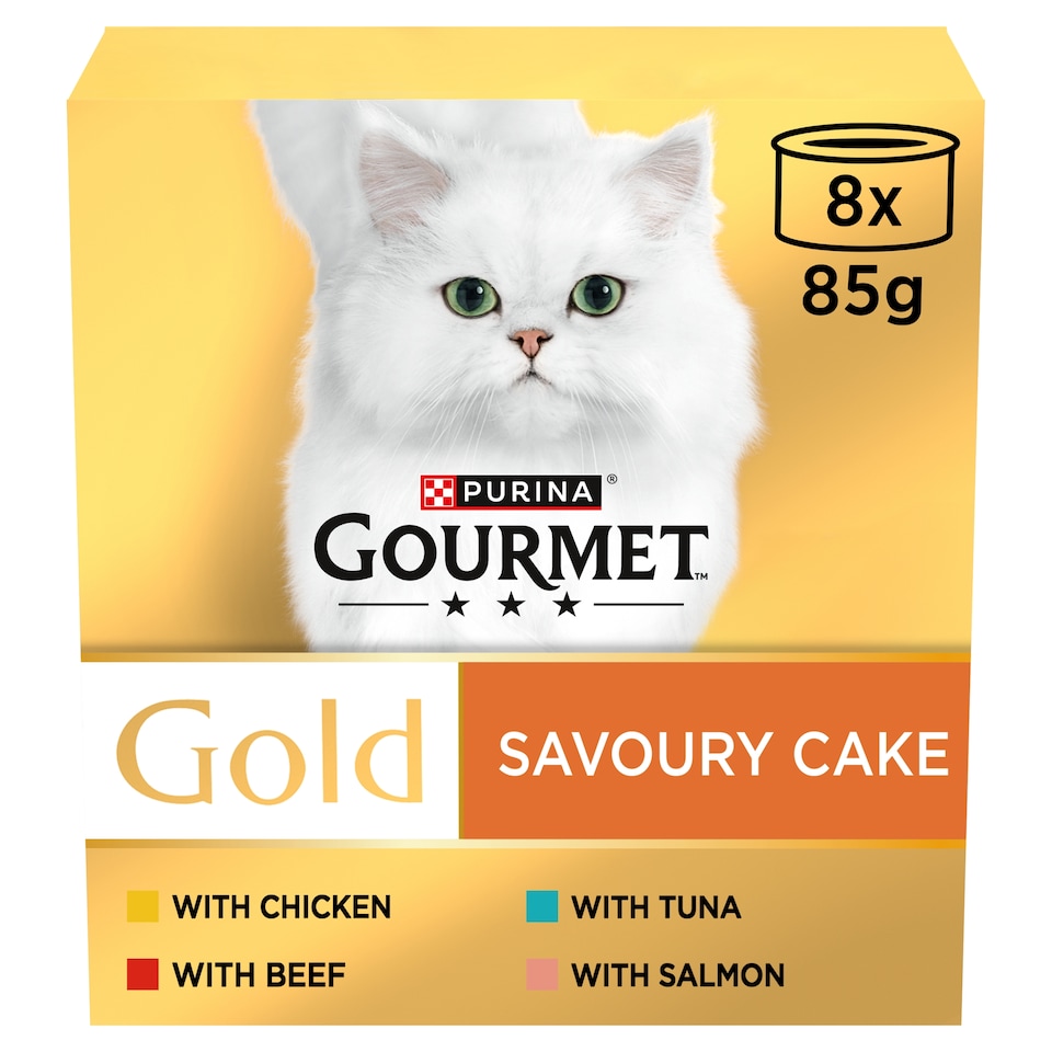 image 1 of GOURMET Gold Savoury Cake Meat and Fish Variety Wet Cat Food 8x85g