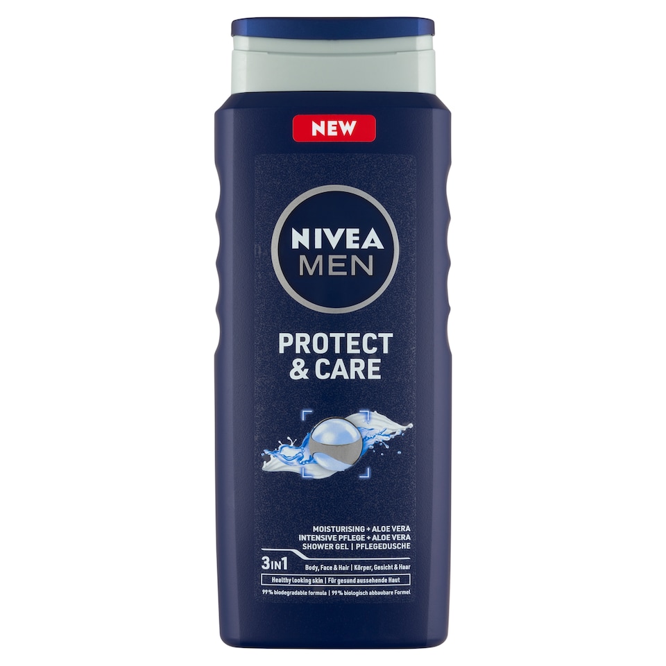 NIVEA MEN Protect & Care tusfürdő tusoláshoz, arc- és hajmosáshoz 500 ml  1. kép