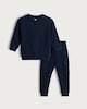image 4 of F&F Boys Cotton Blend Textured Geometric Sweatshirt and Joggers Set in Navy