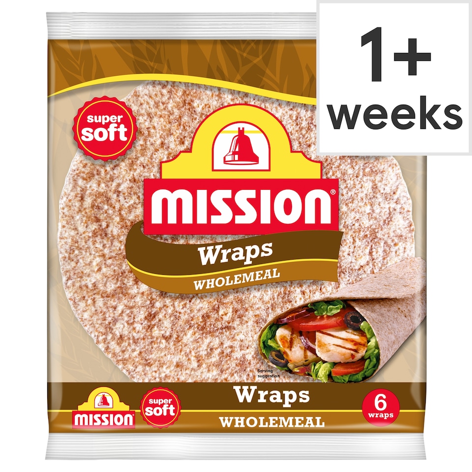 Mission Wholemeal Tortilla Wraps 6 Pack 367g