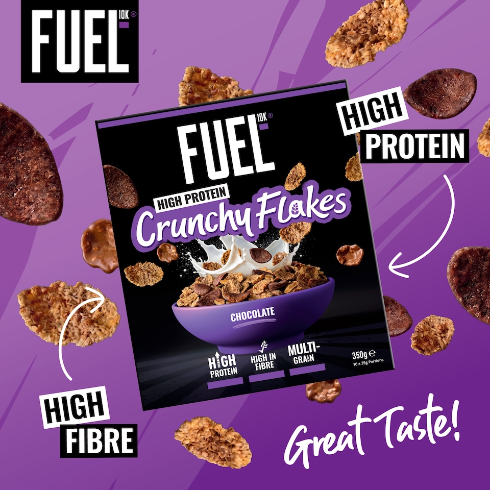 image 1 of FUEL10K Chocolate Multigrain Flakes High Protein Breakfast Cereal 350g