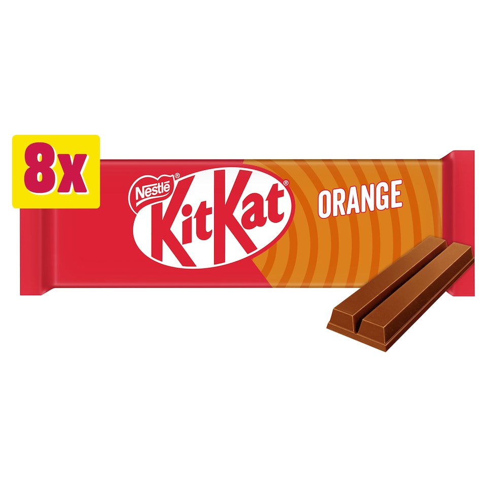 image 1 of KitKat 2 Finger Orange Chocolate Biscuit Bar 8 Pack Multipack 165.6g