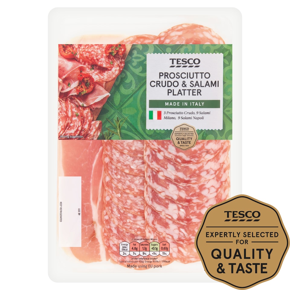 Tesco Prosciutto Crudo & Salami Platter 120G