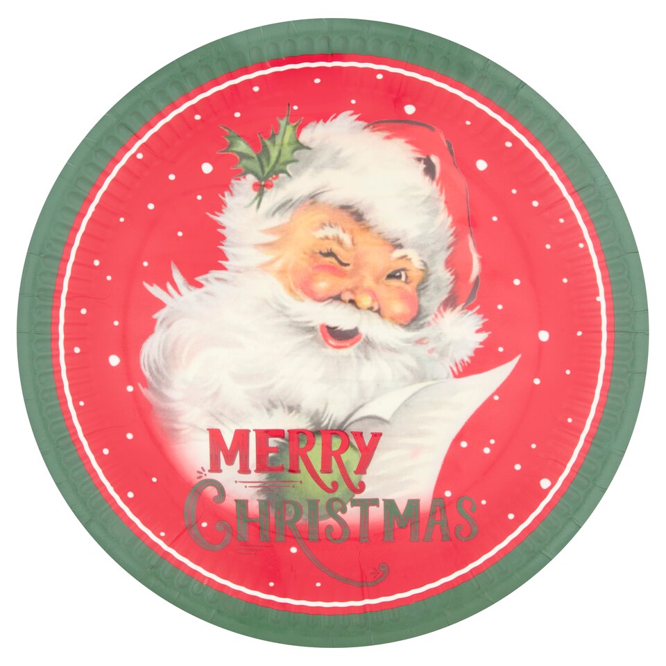 Tesco Christmas Traditional Santa Plate 23Cm 8 Pack