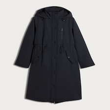 F&F Shower Resistant Hooded Longline Parka in Navy