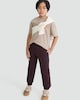 image 2 of F&F Active Boys Cotton Rich Slogan Cuffed Joggers in Burgundy