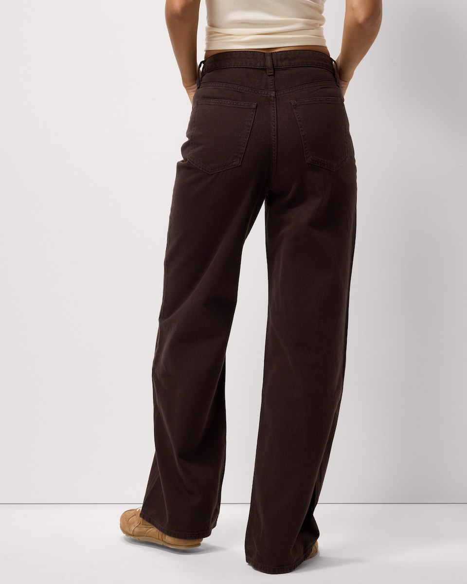 image 1 of F&F High Rise Wide Leg Jeans in Brown