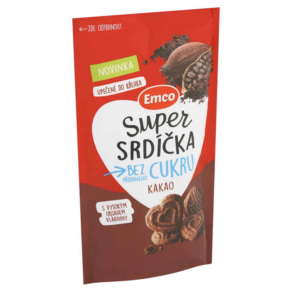 obrázok 1 z Emco Super srdíčka pšeničné sušienky s kakaovým práškom 140 g