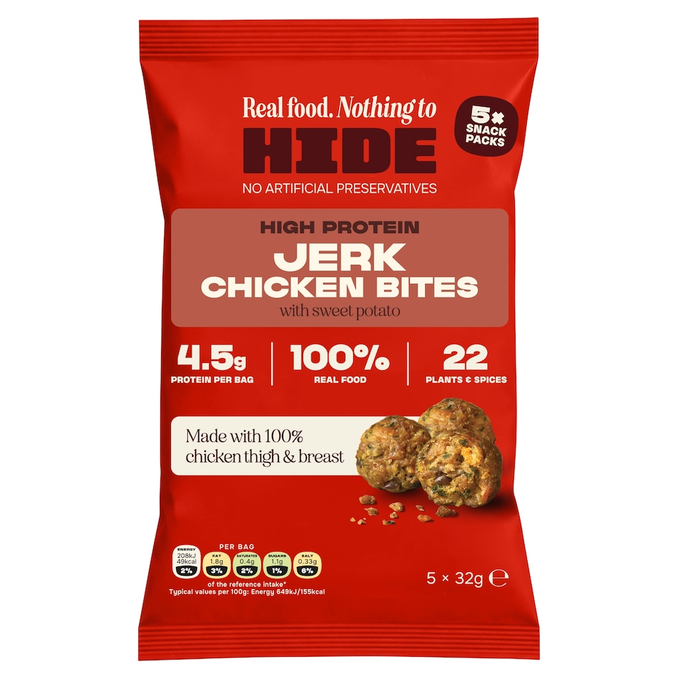 HIDE High Protein Jerk Chicken & Sweet Potato Bites 5x32g