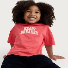 F&F Boys Pure Cotton Heart Breaker Slogan T-Shirt in Red