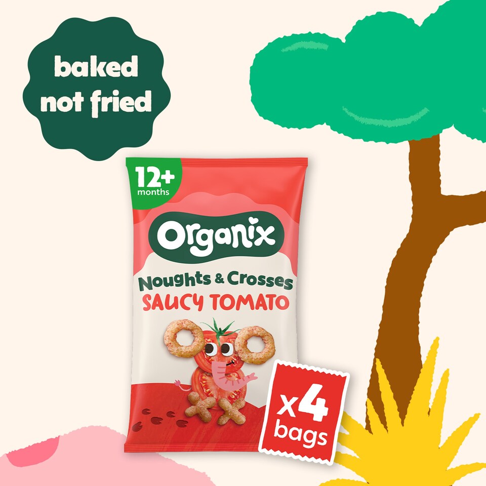 image 1 of Organix Tomato Noughts & Crosses Multipack Organic Toddler Puffs Snack 12 months+ 4x15g