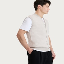 F&F Cotton Rich Knitted Zip Up Gilet in Neutral