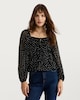 image 2 of F&F Shirred Polka Dot Print Blouse in Multi Black White