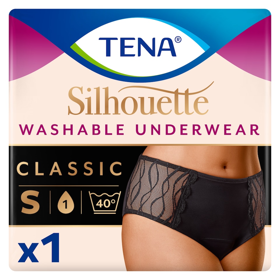image 1 of TENA Silhouette Washable Incontinence Underwear Black Size S