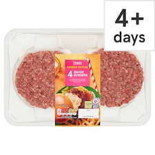 Tesco 4 Smash Burger 340g