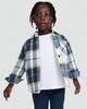 image 4 of F&F Boys Pure Cotton Check Print Popper Front Shacket in Blue