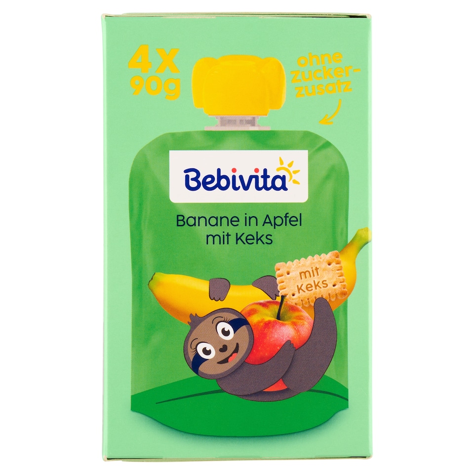 Obrázek 1 pro produkt Bebivita Jablko, banán, sušenka 4 x 90g (360g)