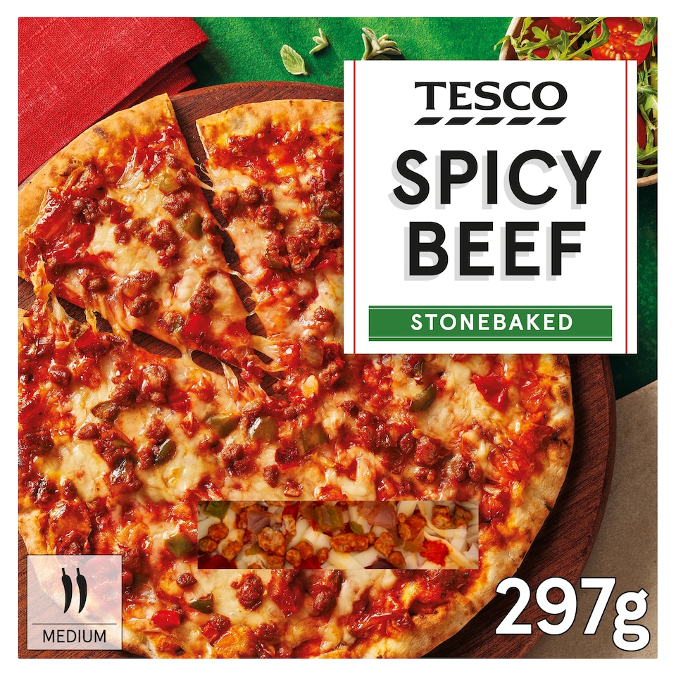 Tesco Stonebaked Spicy Beef Pizza 297g