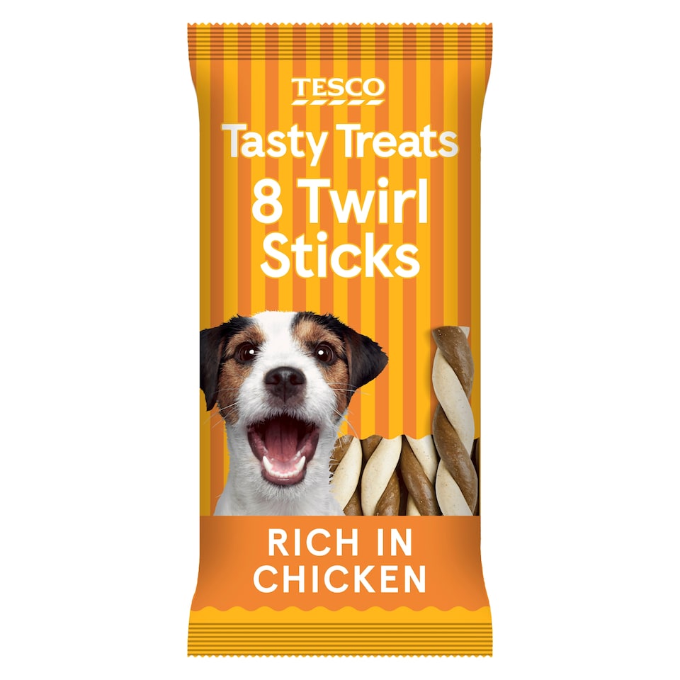 image 1 of Tesco Tasty Treats 8 Twirl Sticks Rich in Chicken 140g