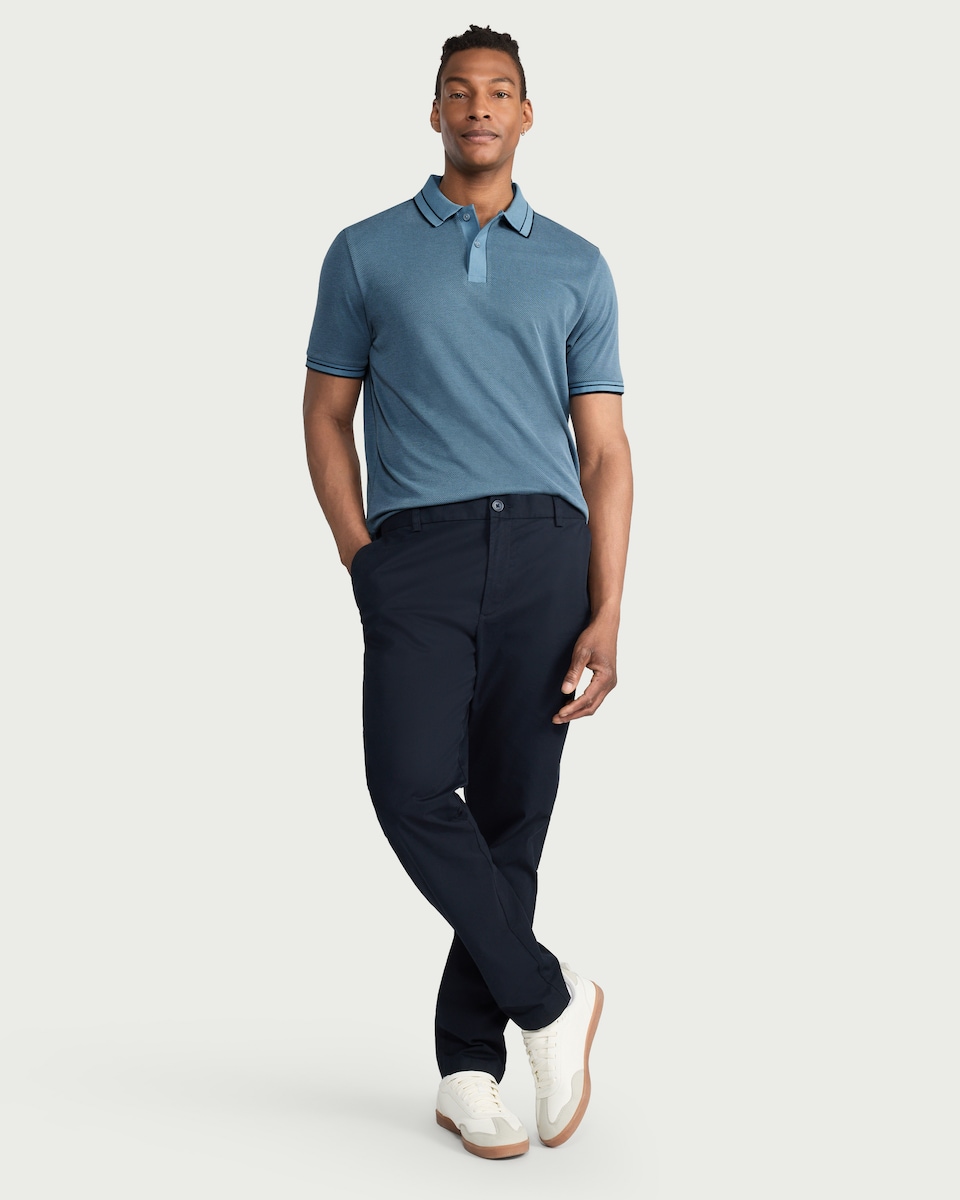 image 1 of F&F Modal Rich Textured Polo Shirt in Blue