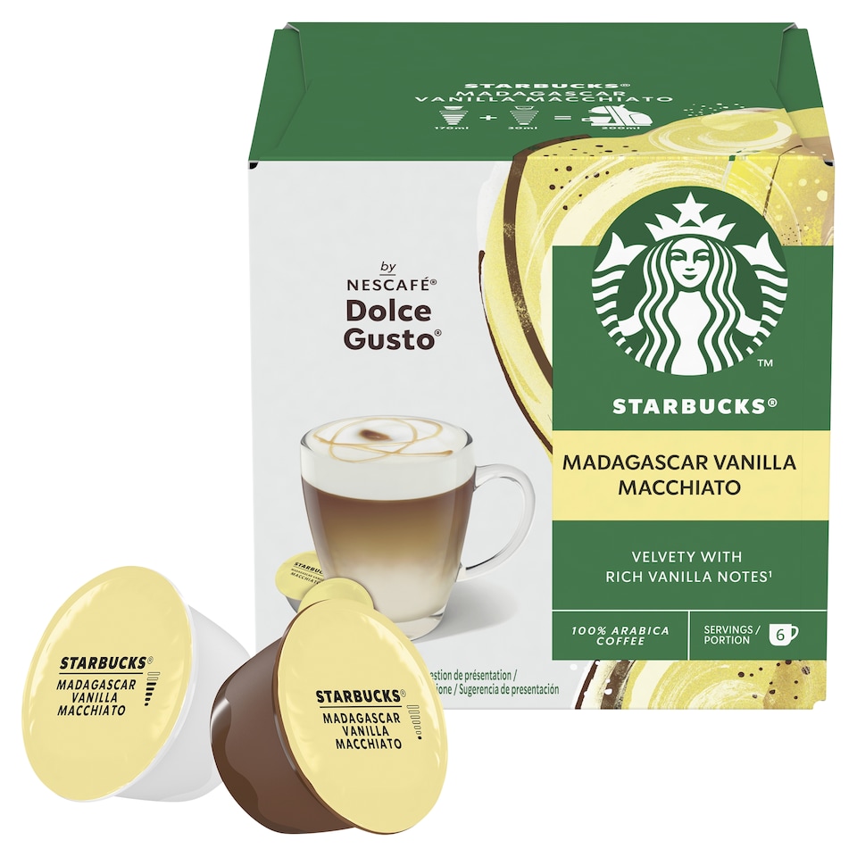 image 1 of Starbucks by Nescafe Dolce Gusto Madagascar Vanilla Macchiato Coffee Pods x12 132g