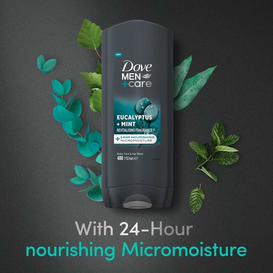 image 1 of Dove Men+Care Eucalyptus & Mint Body Wash Shower Gel 400ml