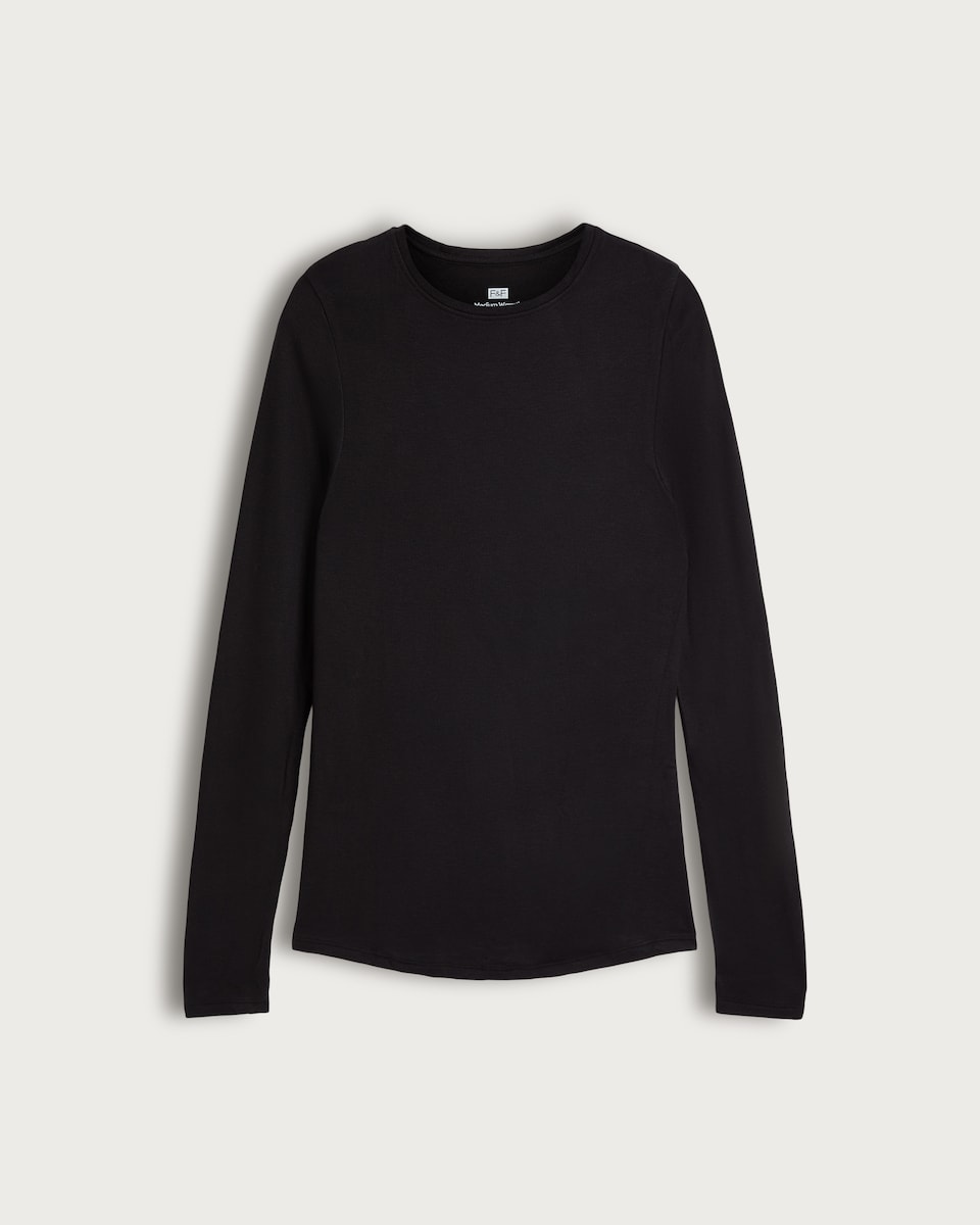 image 1 of F&F Medium Warmth Long Sleeved Thermal Top in Black