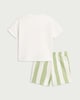 image 2 of F&F Baby 2-Piece Tiger Print T-Shirt and Striped Shorts Set in Cream