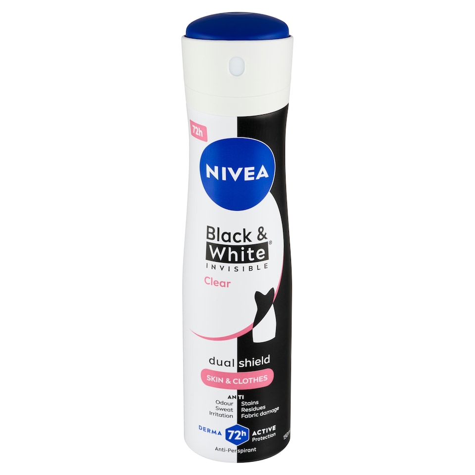 Obrázek 1 pro produkt Nivea Black & White Invisible Clear Sprej antiperspirant 150ml