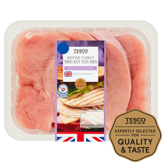 Tesco British Turkey Breast Steaks 480G Tesco Groceries
